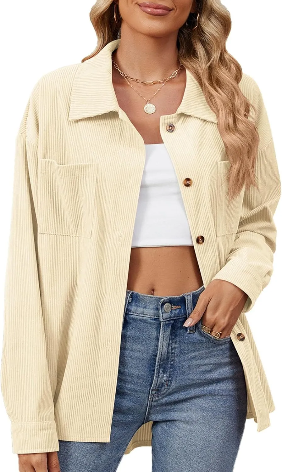 Chunky Cardigan Sweaters for Women Long Sleeve Lapel Neck Open Front Cardigans Solid Color Button Down Coat Tops