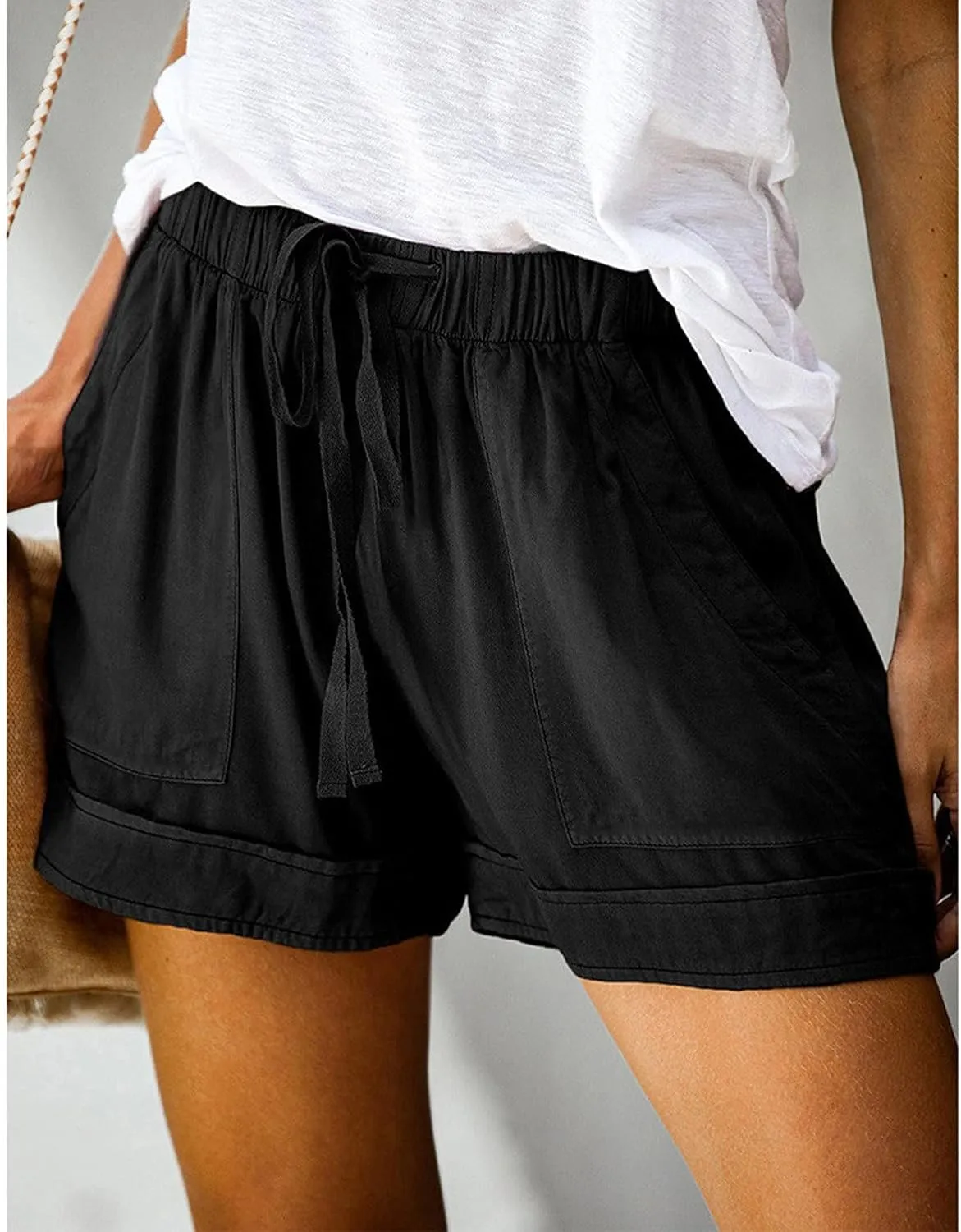 LCMTWX Flowy Shorts Waist Pants Shorts Loose Elastic Pocketed Womens Casual Drawstring Pants Flowy Shorts Jean Shorts Short