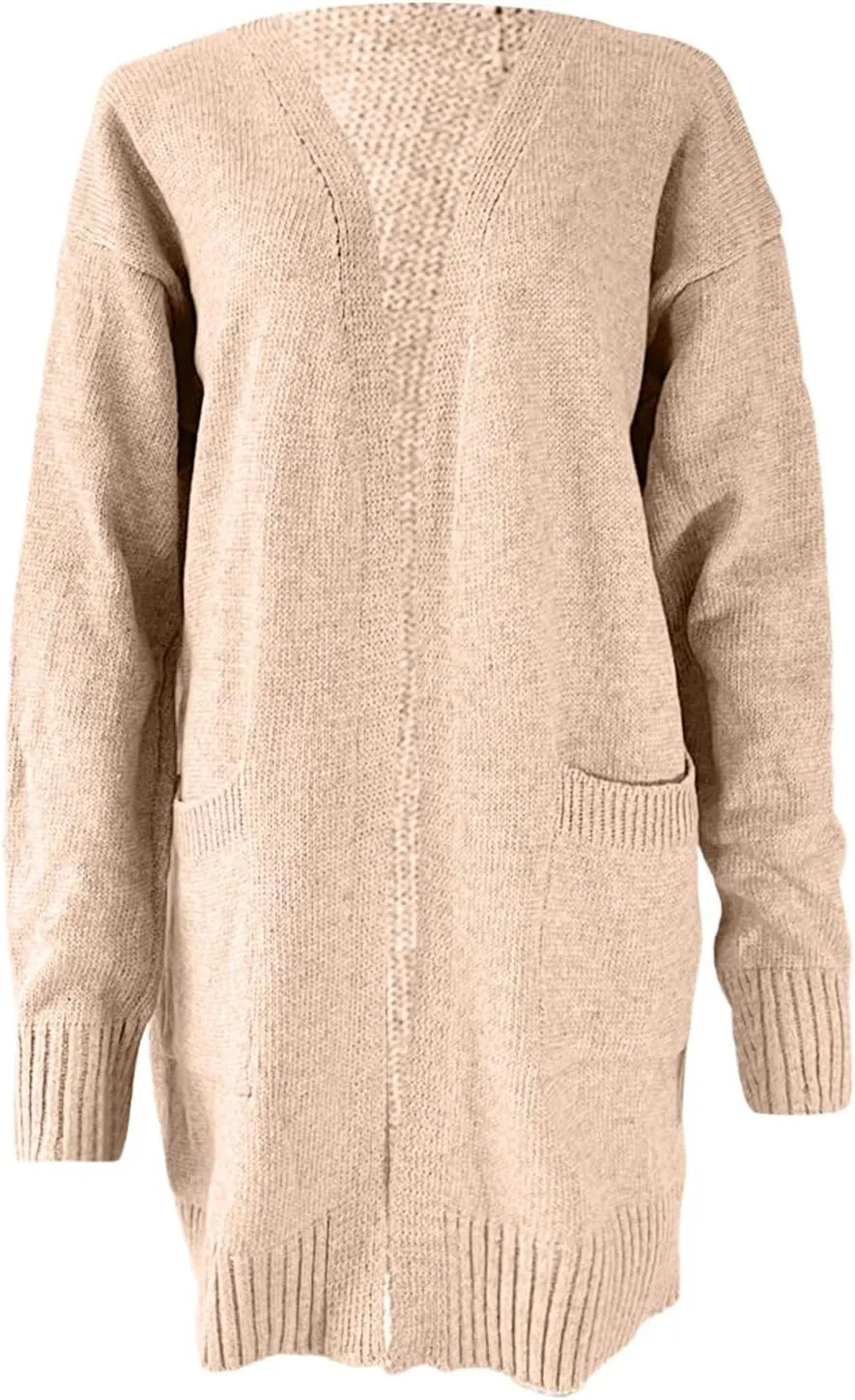 Long Cardigans Sweaters for Women Trendy Lightweight Long Sleeve Solid Color Cardigan Jacket Open Front Knit Sweater
