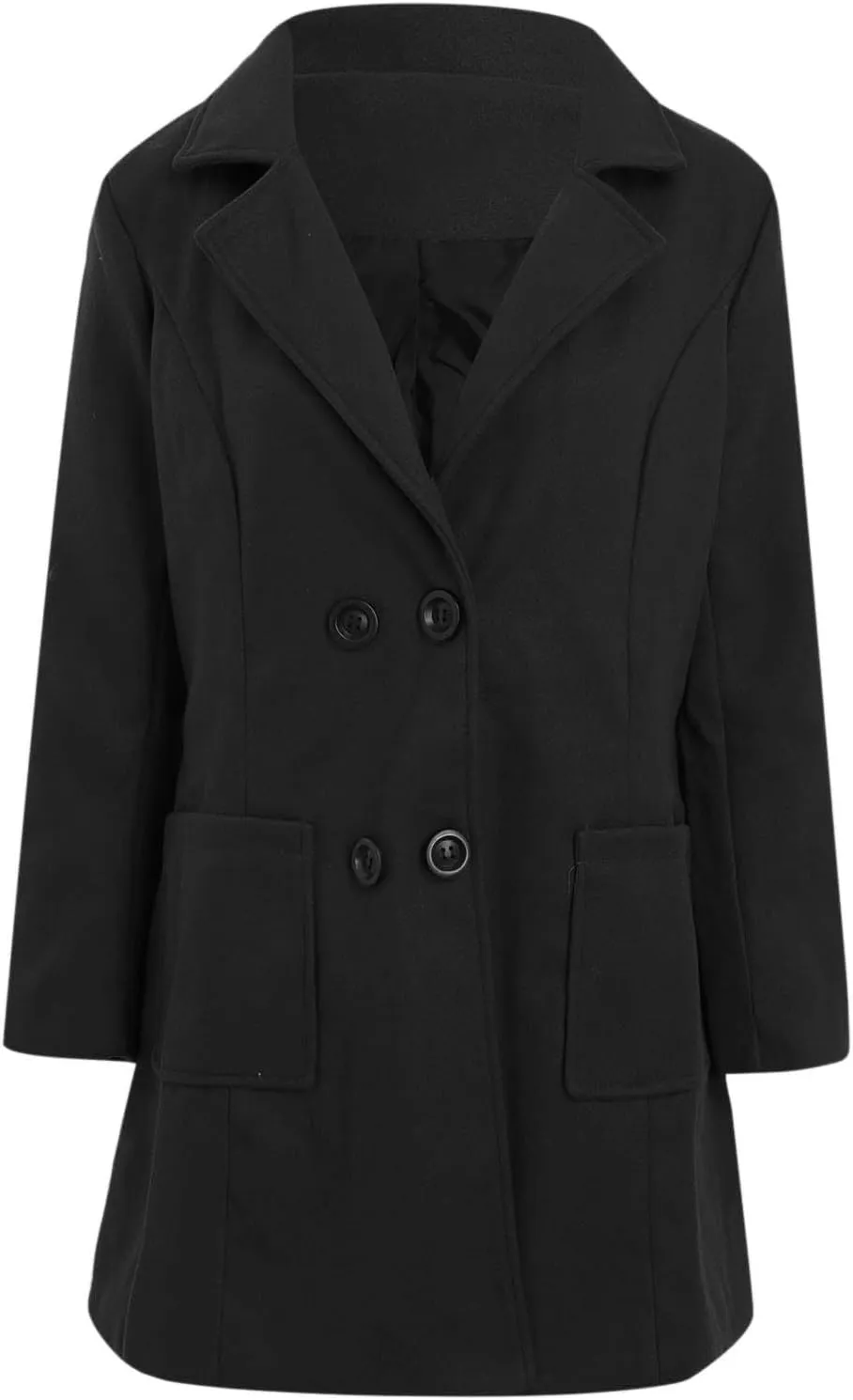 maisdgop Womens Trench Coat Fashion Long Sleeve Open Front Windbreaker Winter Warm Lapel Wool Blend Outerwear with Pockets