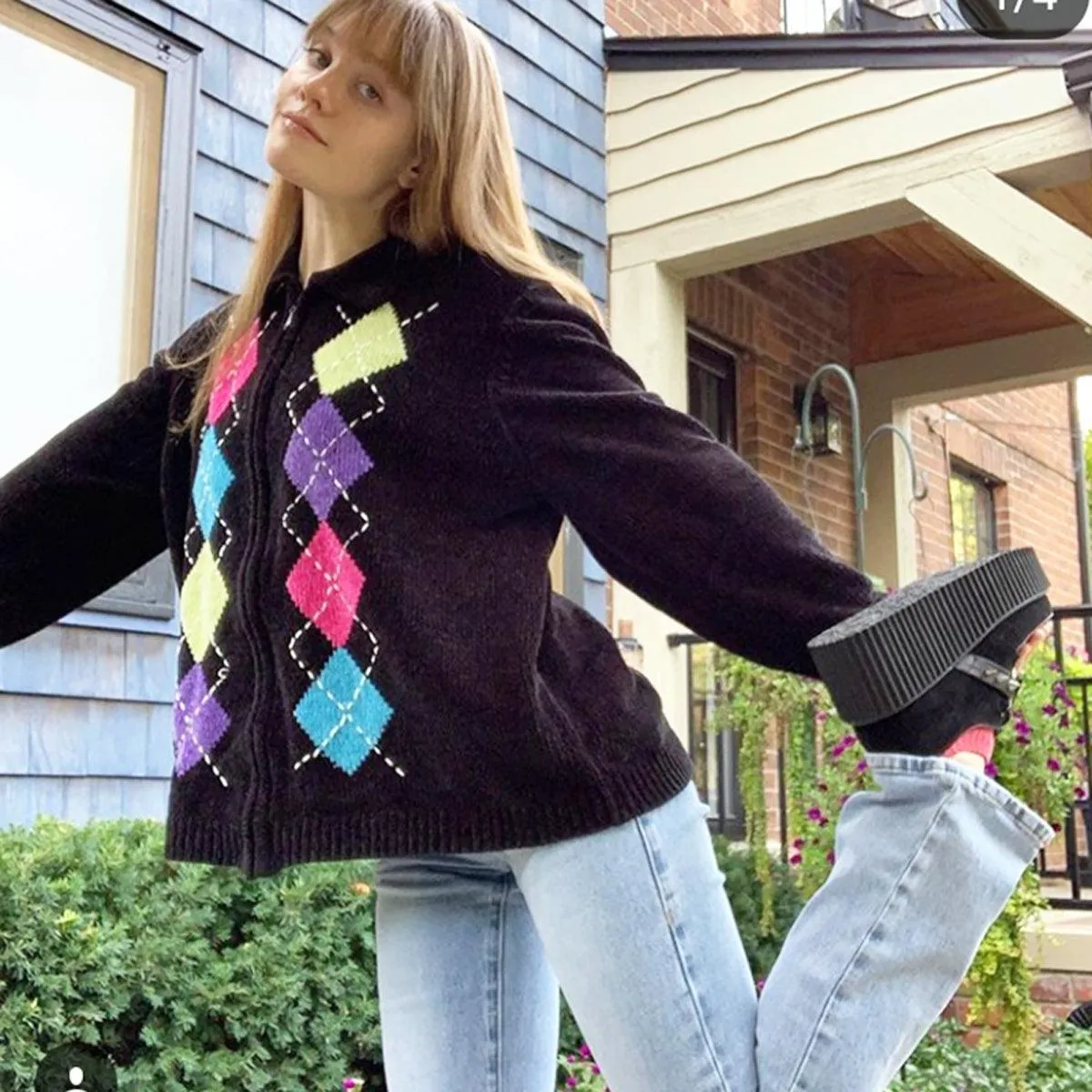 Memphis Diamond Black Cardigan