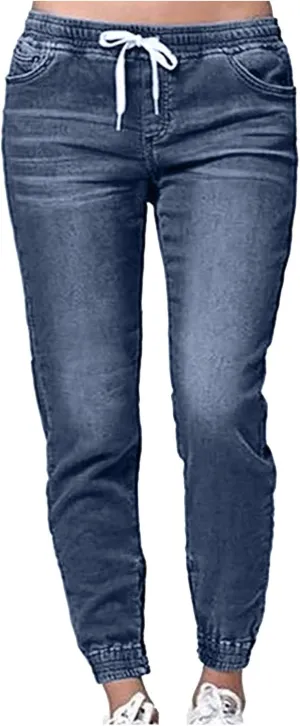 Pants Mid Denim Womens Pants Trousers Casual Waisted Lace Jeans Up Women's Jeans Pants Jeans for Women Trendy Plus