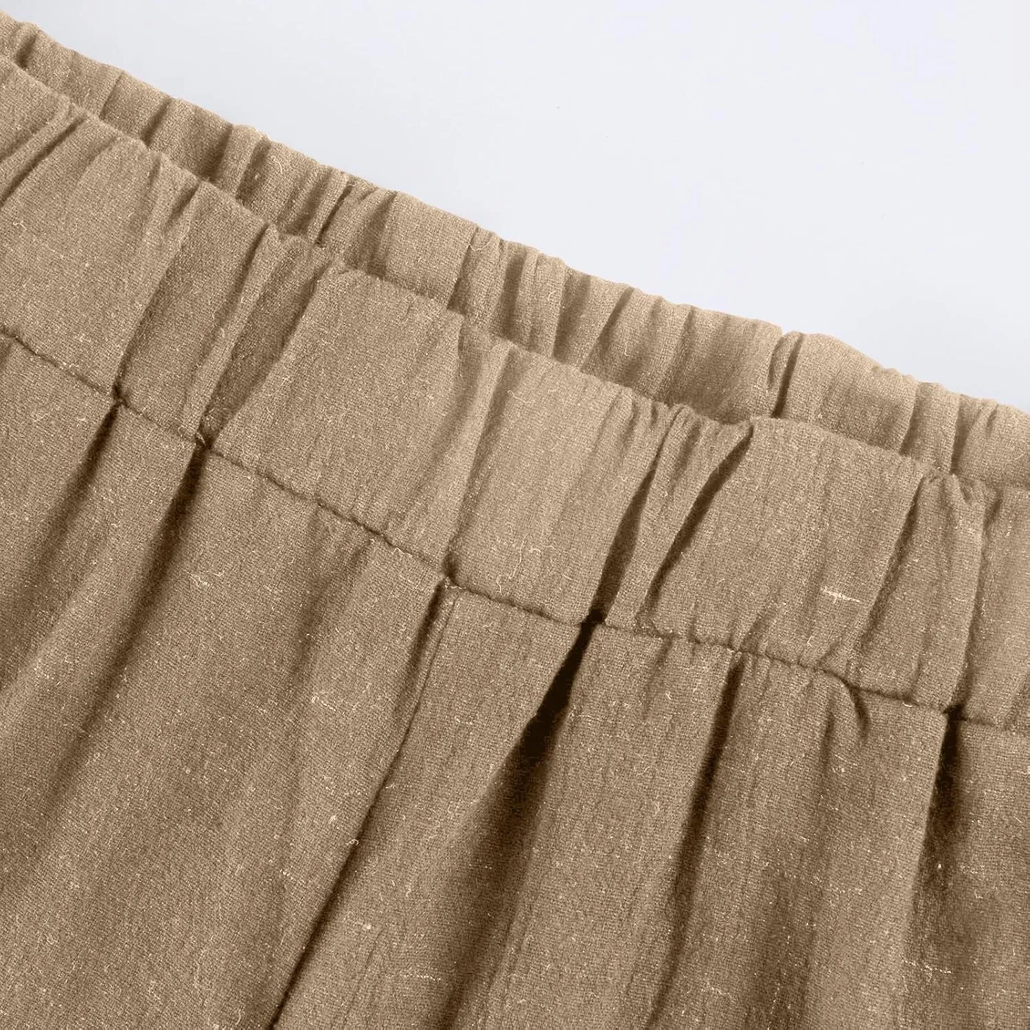 Pedal Pushers for Women Elastic Wasit Linen Shorts Summer Boho Lightweight Baggy Cropped Capris Pants with Pockets