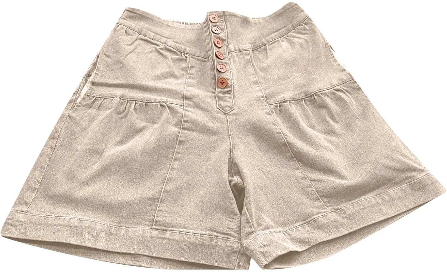 Pleated Ruffle Denim Shorts for Women Buttons Casual Summer High Waisted Wide Leg Jean Shorts Streetwear Hot Shorts