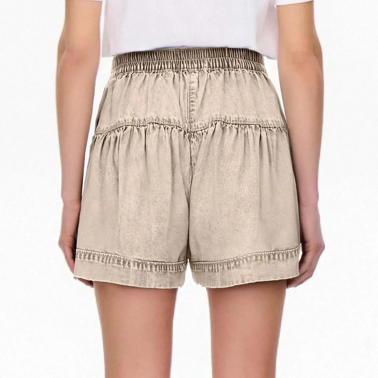 Pleated Ruffle Denim Shorts for Women Buttons Casual Summer High Waisted Wide Leg Jean Shorts Streetwear Hot Shorts