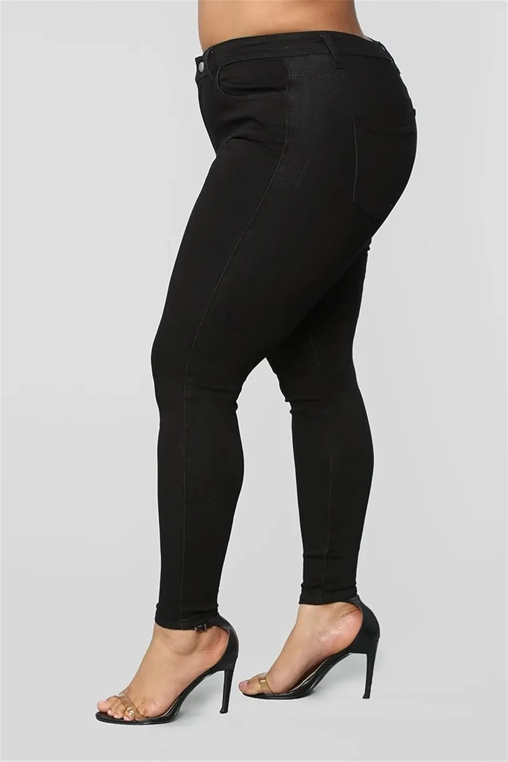 Plus Size Jeans for Women High Waisted Stretch Casual Skinny Jeans Regular Fit Straight Leg Denim Pants Jegging (3X-Large,Black)