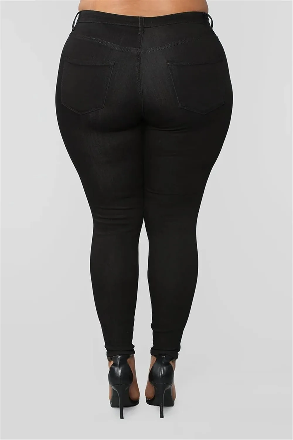 Plus Size Jeans for Women High Waisted Stretch Casual Skinny Jeans Regular Fit Straight Leg Denim Pants Jegging (3X-Large,Black)