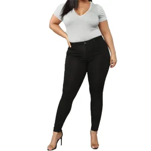 Plus Size Jeans for Women High Waisted Stretch Casual Skinny Jeans Regular Fit Straight Leg Denim Pants Jegging (3X-Large,Black)