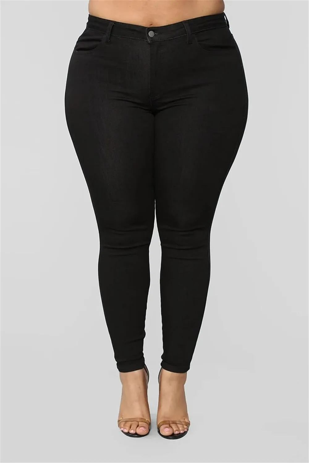 Plus Size Jeans for Women High Waisted Stretch Casual Skinny Jeans Regular Fit Straight Leg Denim Pants Jegging (3X-Large,Black)