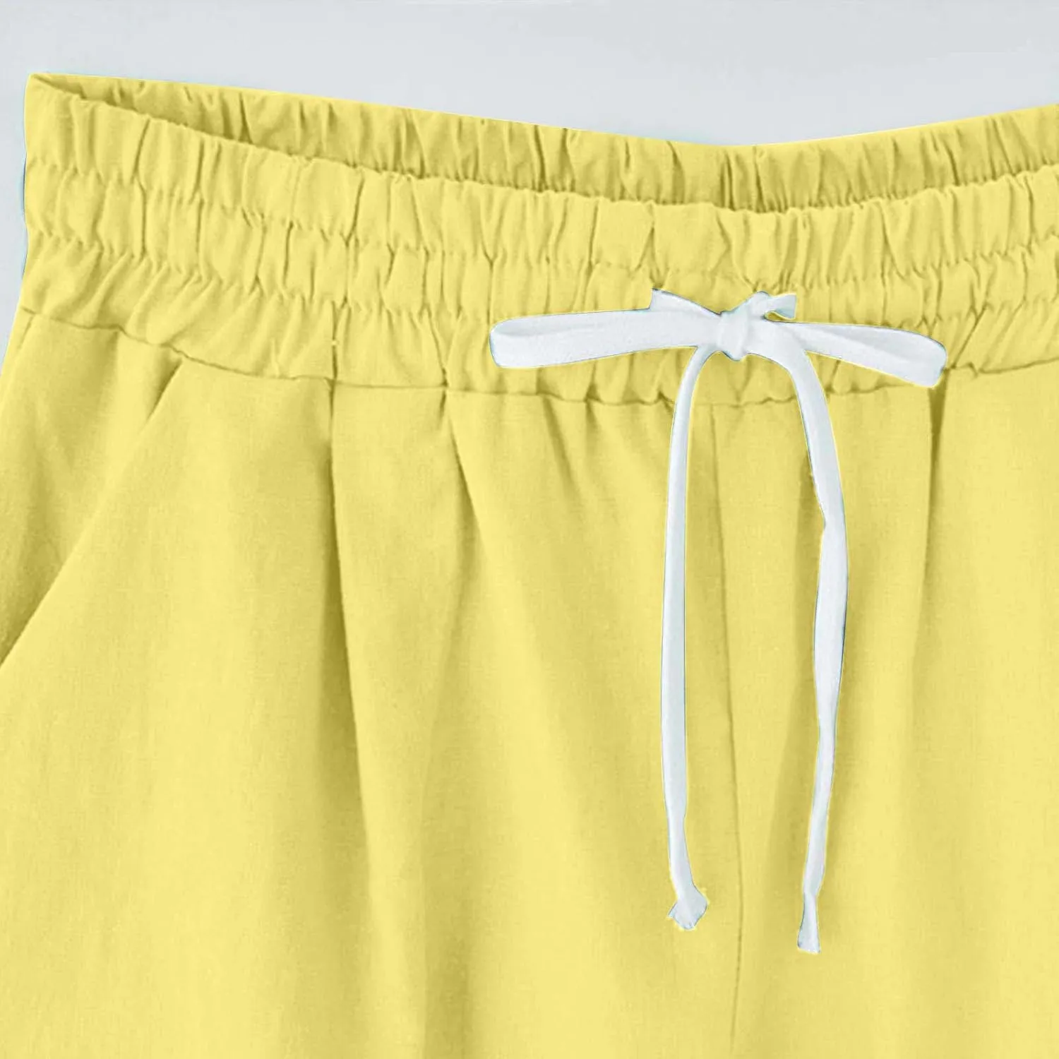 Qeaghou Bermuda Shorts for Women Knee Length Cotton Linen Casual Shorts Drawstring High Waisted Shorts Jogger Athletic Shorts