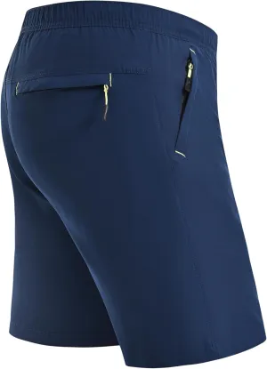 Rapoo Men's Athletic Shorts 7 Inch Inseam Water Resistant Lightweight Quick Dry Workout Shorts with Zipper Pockets