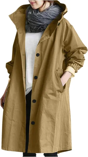 Trench Coat for Women 2025 Fall Classic Single-Breasted Classic Overcoat Lightweight Oversized Windproof Outerwear Coat