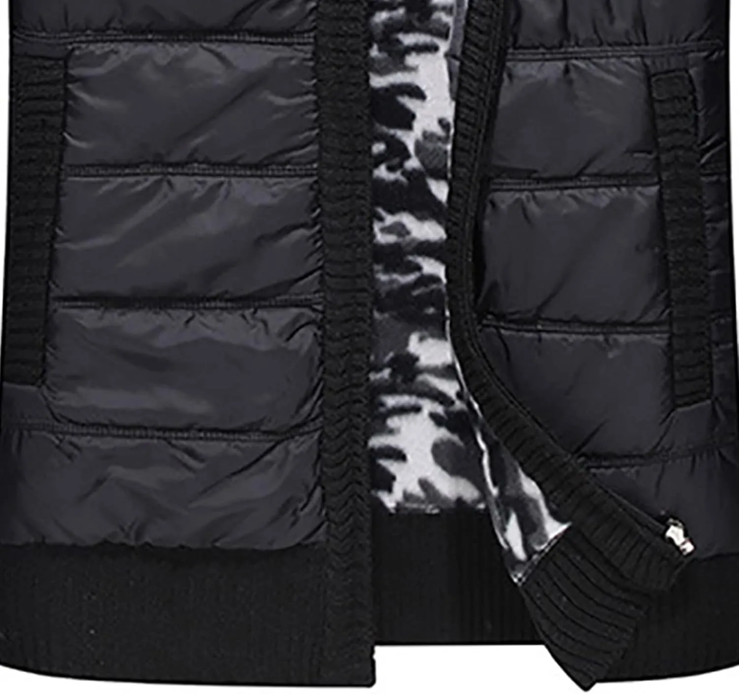 tuduoms Men's Thermal Chunky Knit Sweaters Stand Collar Full Zip Cardigan Jacket Thick Fleece Lined Cotton Padded Overcoats