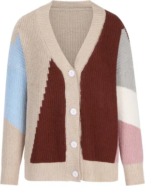 Womens 2023 Cardigan Sweaters Fall Open Front Button Long Sleeve Ribbing Knitted Coat Casual Chunky Knit Outerwear
