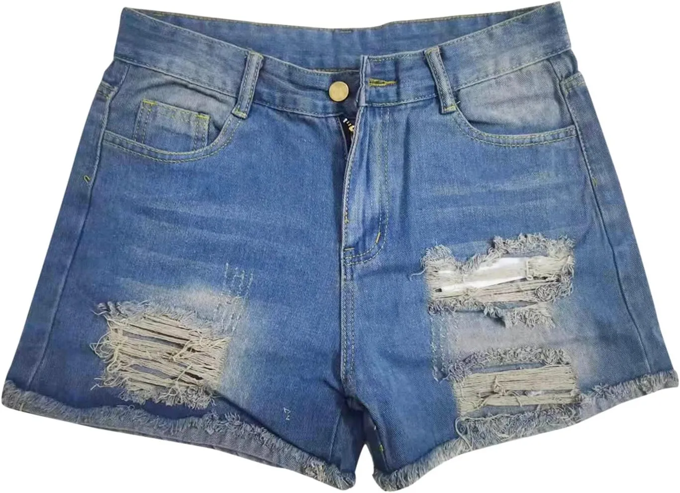 Womens Ripped Denim Shorts Mid Rise Stretchy Solid Casual Mom Jeans Shorts Rolled Up Hem Slim Shorts