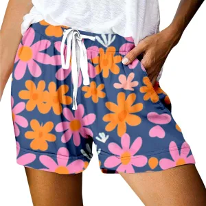 Womens Summer Shorts Beach Drawstring High Waisted Vocation Floral Print Shorts Casual Wide Leg Shorts with Pockets