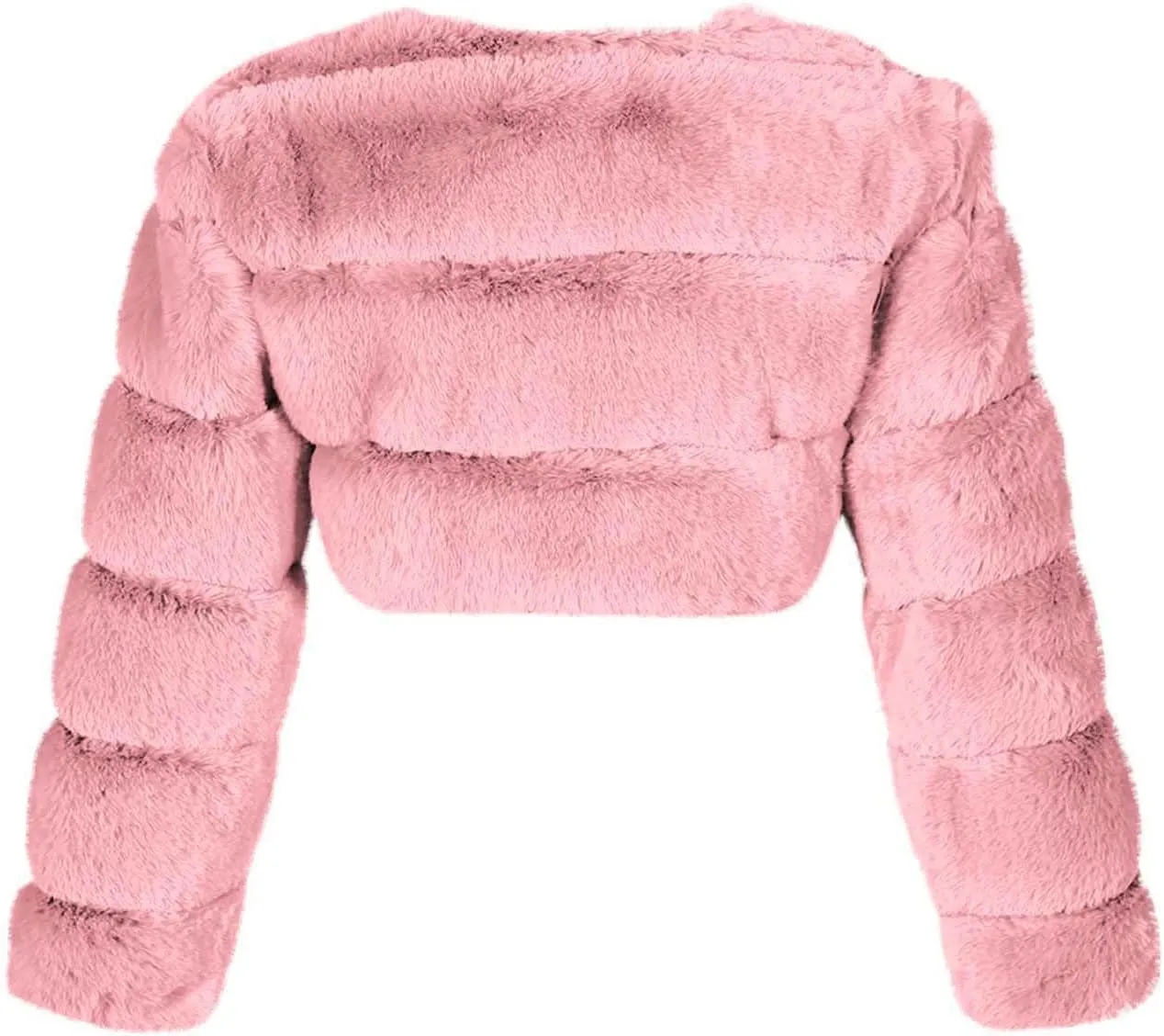 Women's Winter Plus Size Parka Overcoat Solid Long Sleeve Cropped Tops Faux Fur Coat Jacket