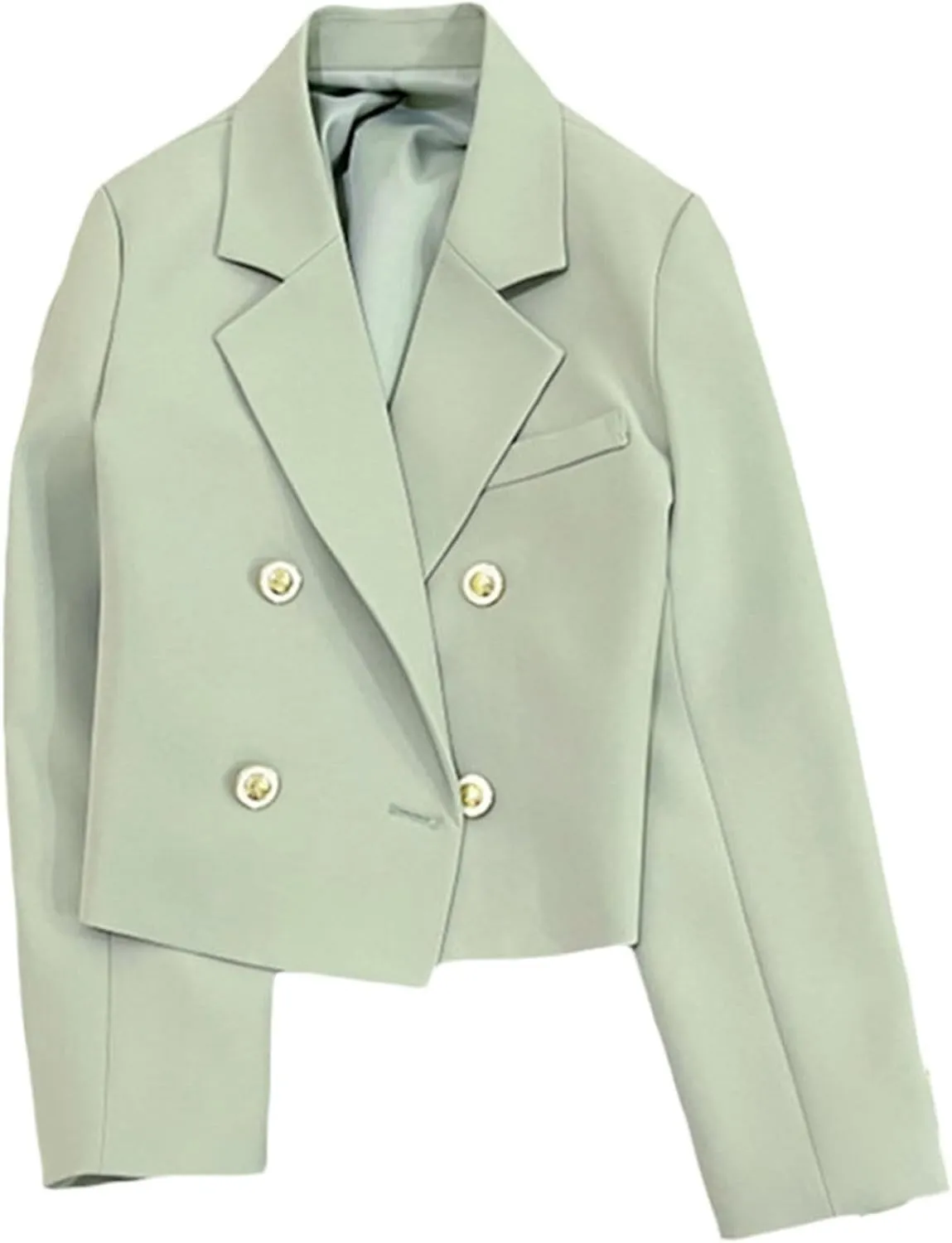 Xiaojmake Women's Plus Size Cropped Blazer V Neck Lapel Collar Solid Work Suit Jacket Double Breasted Notch Crop Blazers Coat