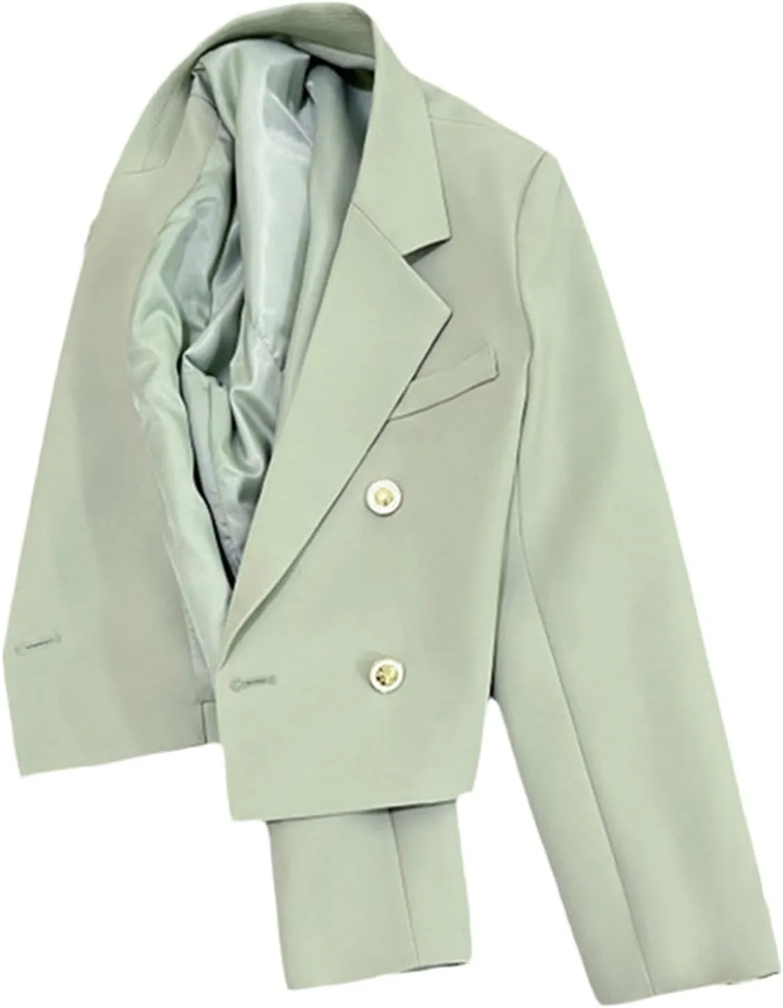 Xiaojmake Women's Plus Size Cropped Blazer V Neck Lapel Collar Solid Work Suit Jacket Double Breasted Notch Crop Blazers Coat